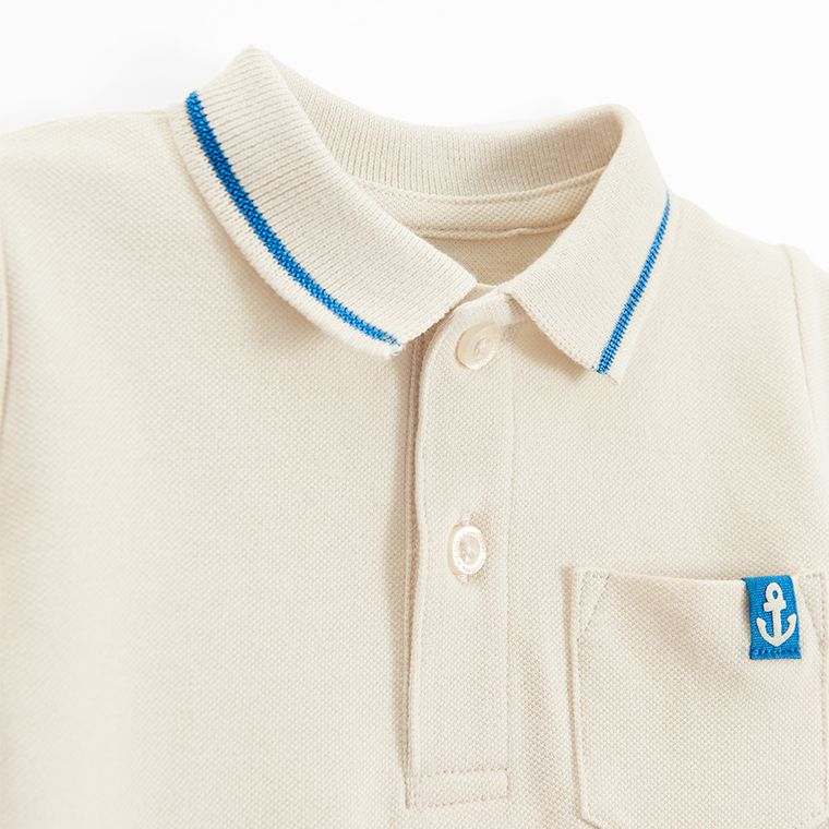 Cool Club, Koszulka polo chłopięca z krótkim rękawem, beżowa