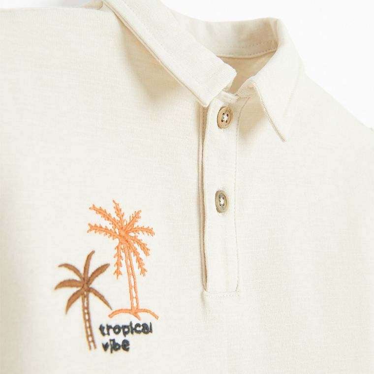 Cool Club, Koszulka polo chłopięca z krótkim rękawem, beżowa