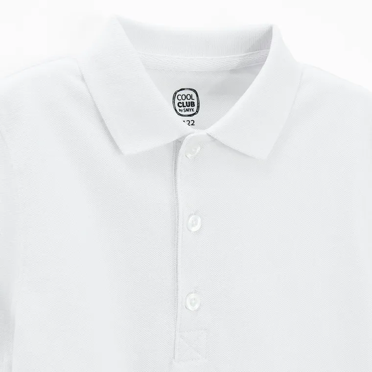 Cool Club, Koszulka polo chłopięca z krótkim rękawem, biała