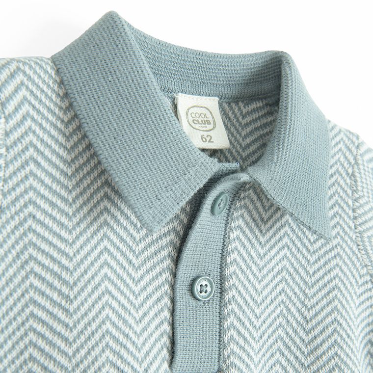 Cool Club, Koszulka polo chłopięca z krótkim rękawem, sweterkowa, niebieska