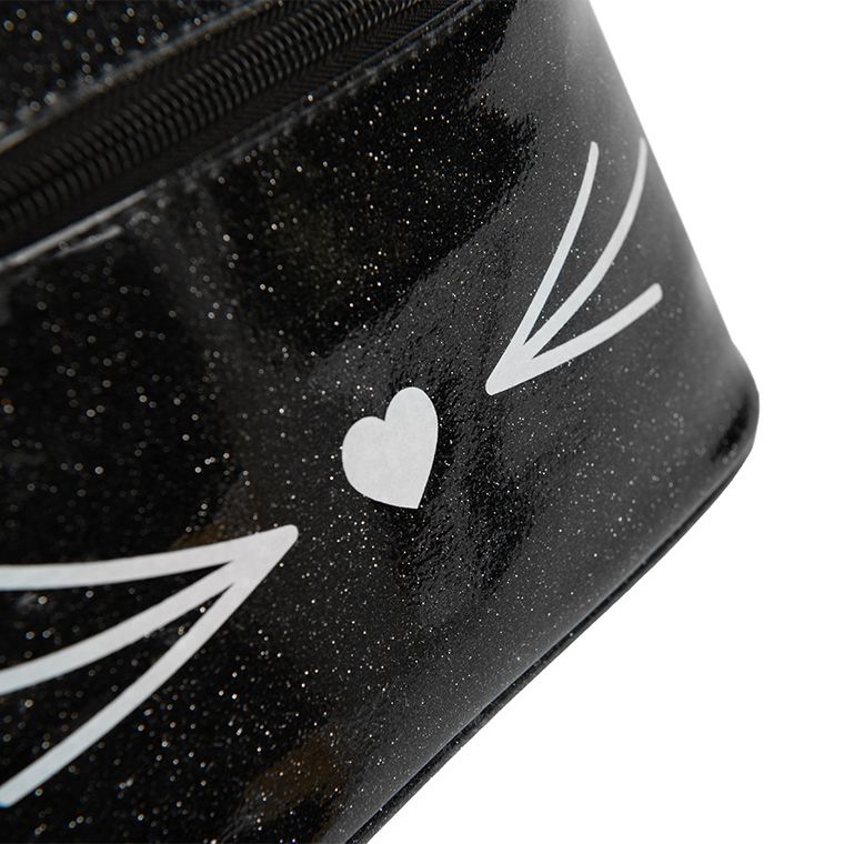 Cool Club, Kotek, kosmetyczka, czarna, brokatowa