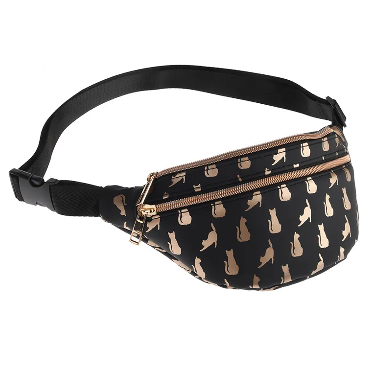 Cool Club, Kotki, saszetka na biodro, nerka, czarno-złota