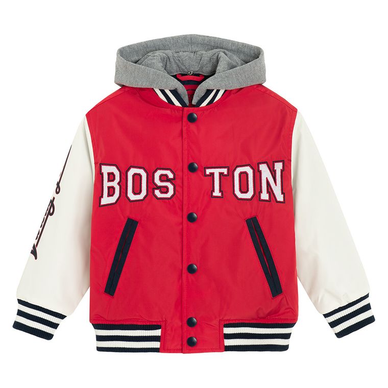 Cool Club, Kurtka bejsbolówka chłopięca z kapturem, czerwona