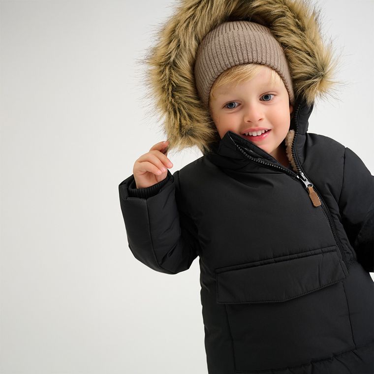 Cool Club, Kurtka chłopięca z kapturem, ocieplana, czarna