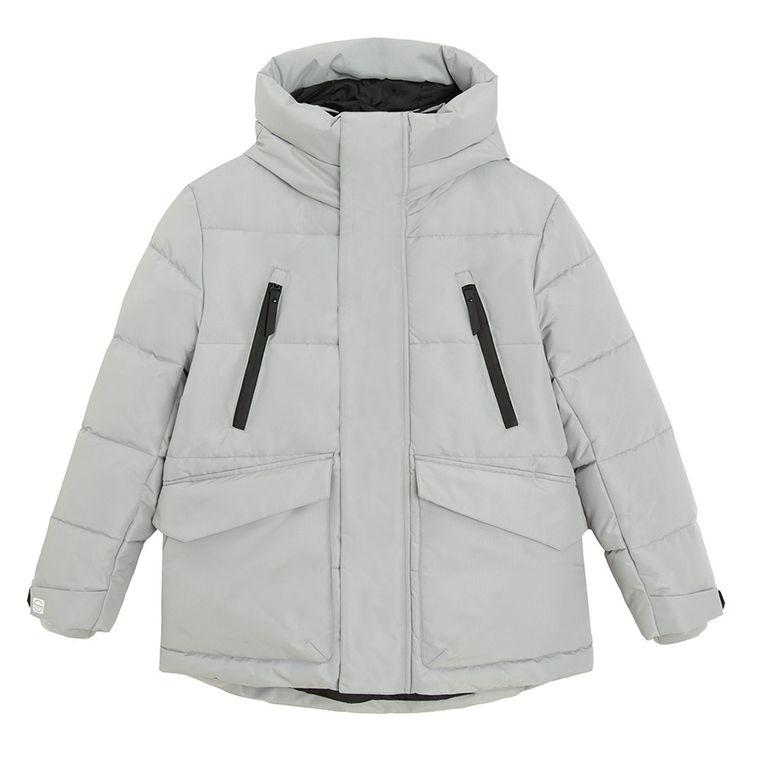 Cool Club, Kurtka chłopięca z kapturem, ocieplana, szara