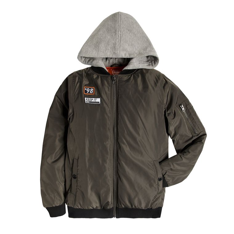 Cool Club, Kurtka jesienna chłopięca, bomberka z kapturem, zielona