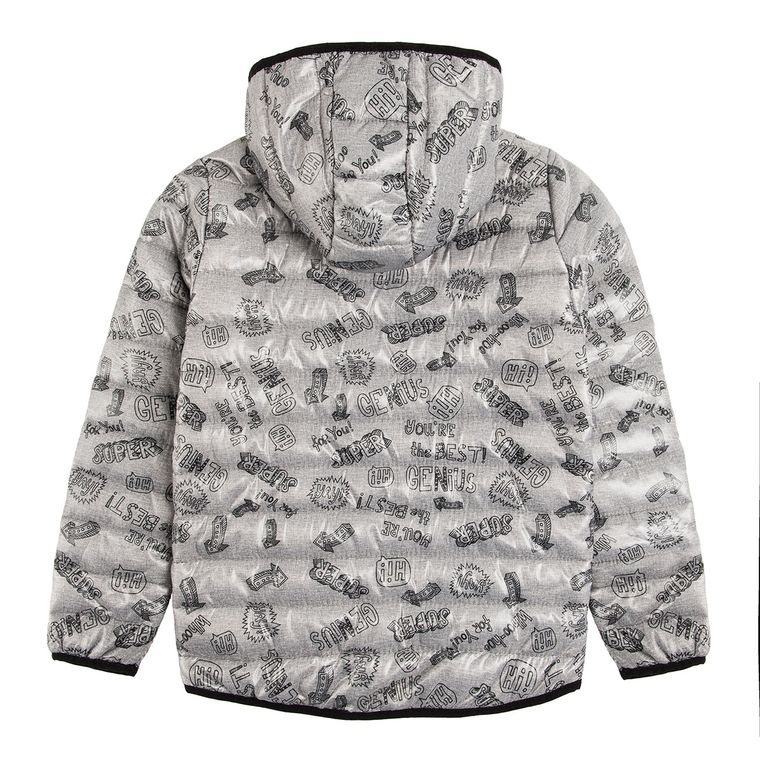 Cool Club, Kurtka jesienna chłopięca, szara, pikowana, napisy