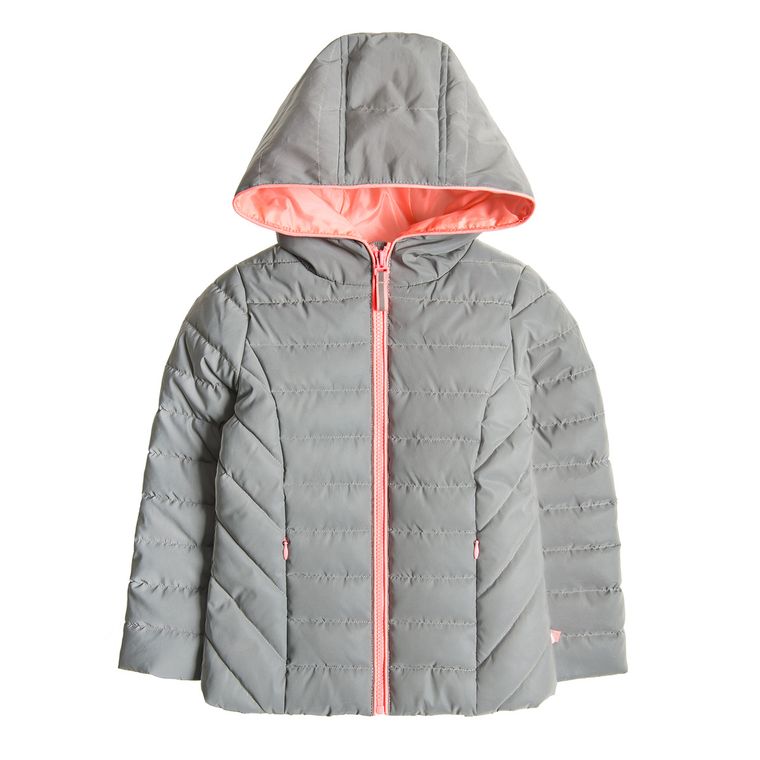 Cool Club, Kurtka jesienna z kapturem dziewczęca, szara, odblaskowy efekt