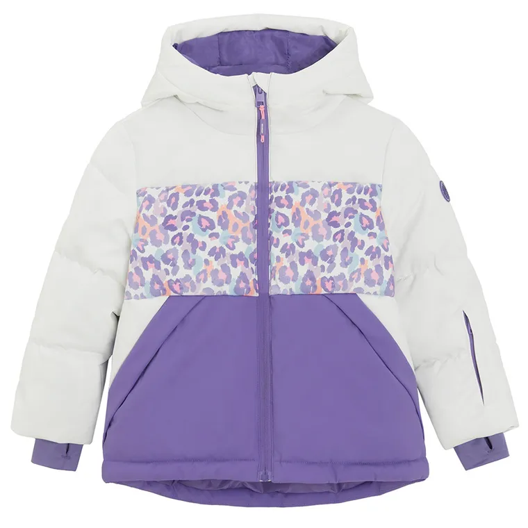 Cool Club, Kurtka narciarska dziewczęca z kapturem, ocieplana, biało-fioletowa