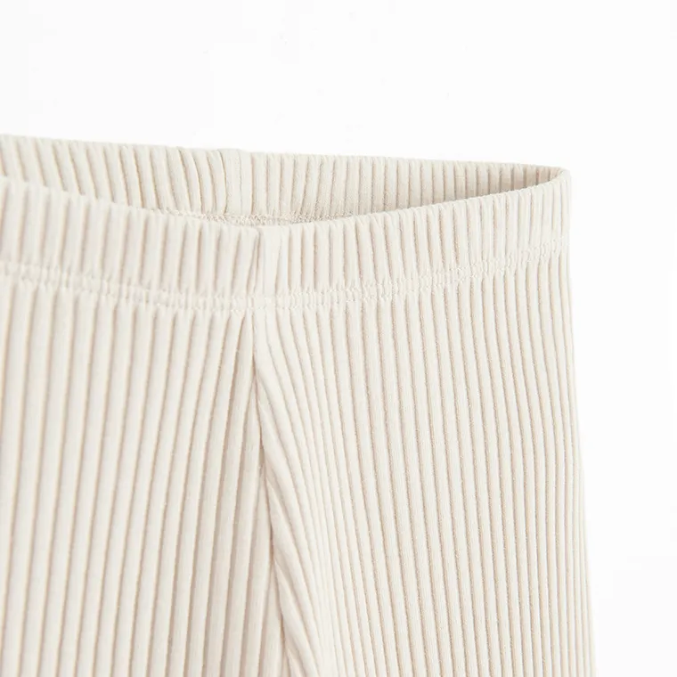 Cool Club, Legginsy dziewczęce, flare, prążkowane, beżowe