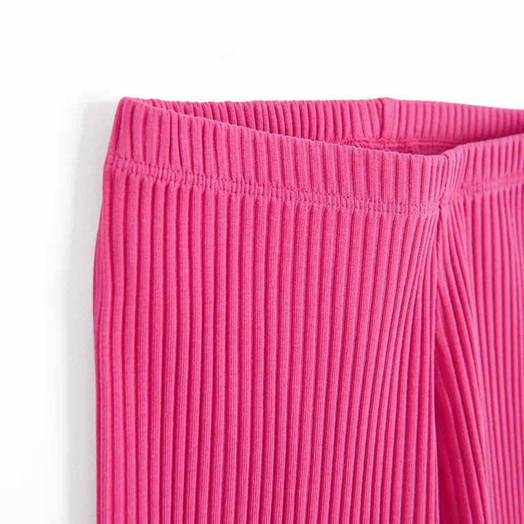 Cool Club, Legginsy dziewczęce, flare, prążkowane, różowe