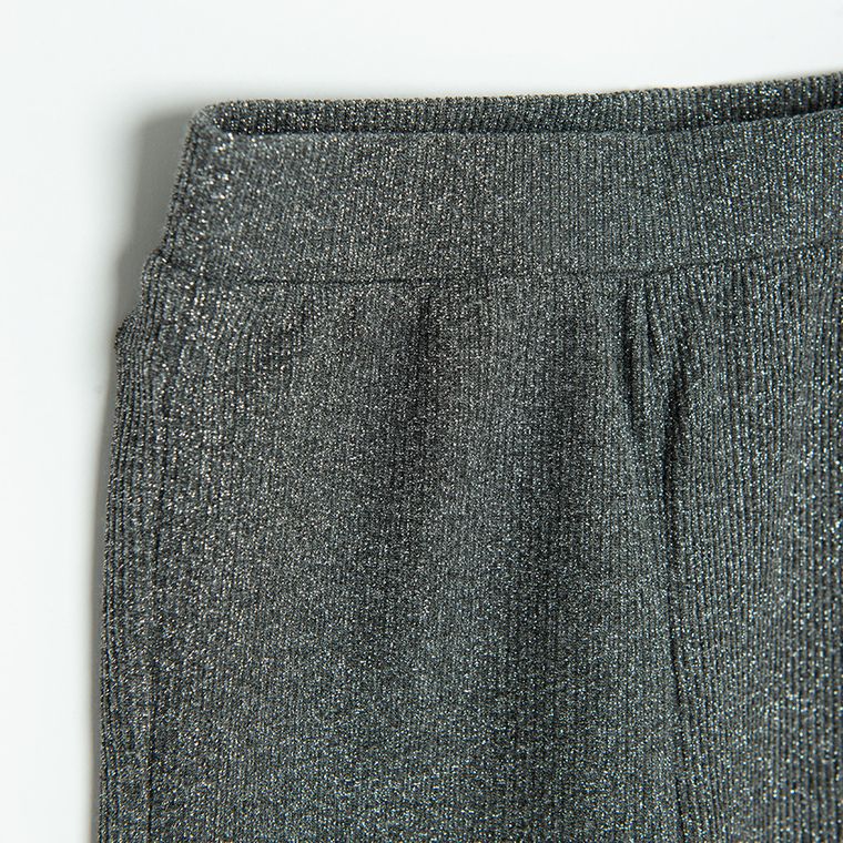 Cool Club, Legginsy dziewczęce, flare, prążkowane, srebrne