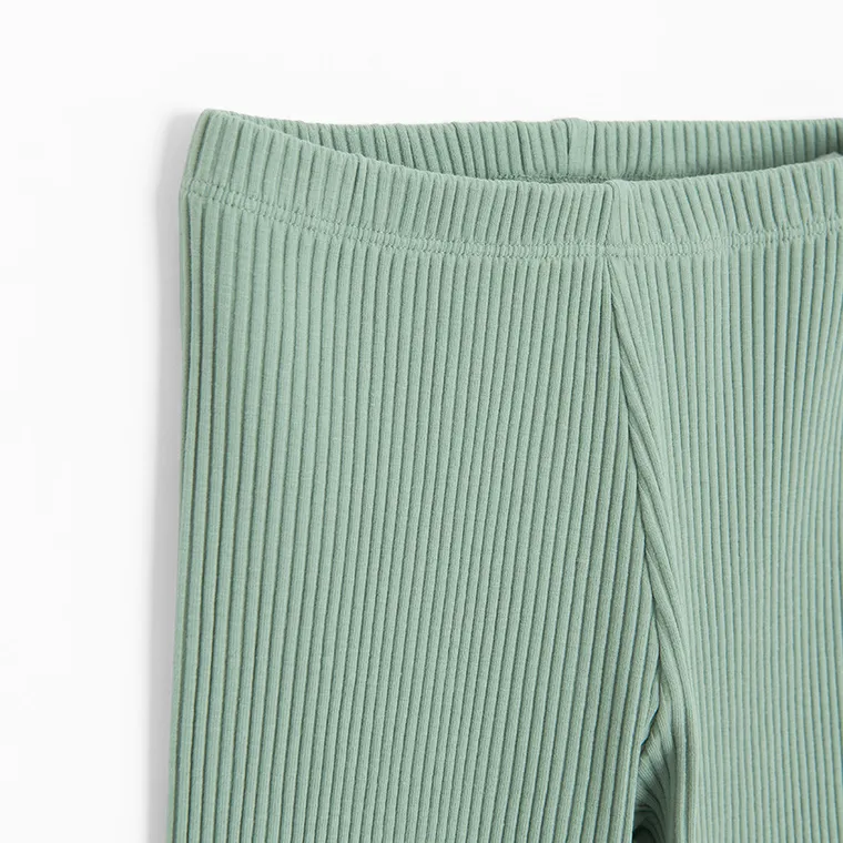 Cool Club, Legginsy dziewczęce, flare, prążkowane, zielone