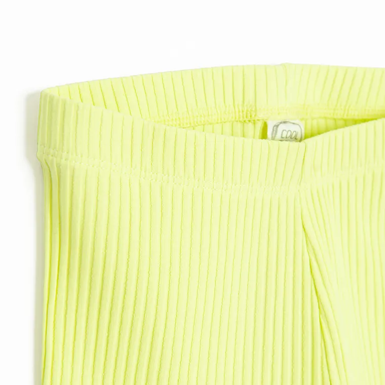 Cool Club, Legginsy dziewczęce, kolarki, prążkowane, limonkowe