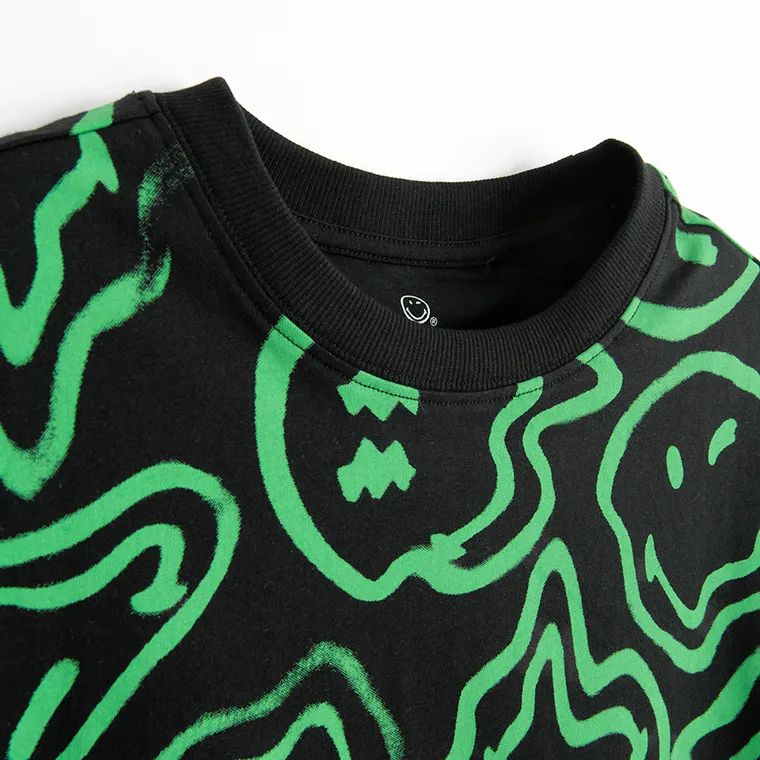 Cool Club, Luźny t-shirt chłopięcy, czarny, SmileyWorld