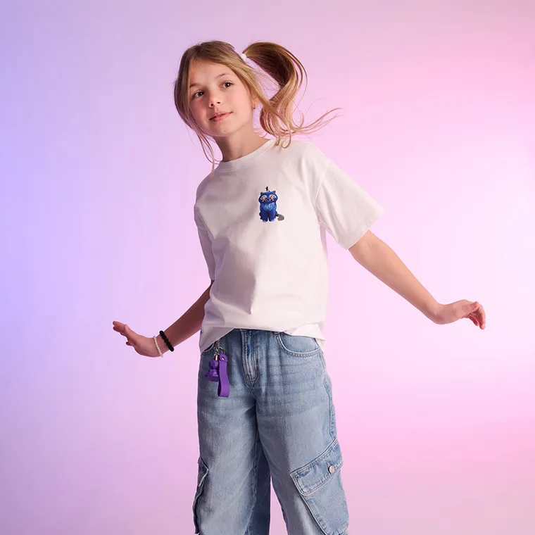 Cool Club, Luźny t-shirt dziewczęcy, biały, K-Pop Demon Hunters