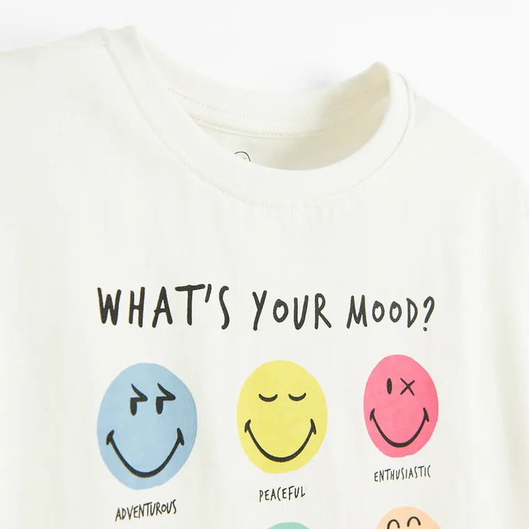 Cool Club, Luźny t-shirt dziewczęcy, biały, SmileyWorld