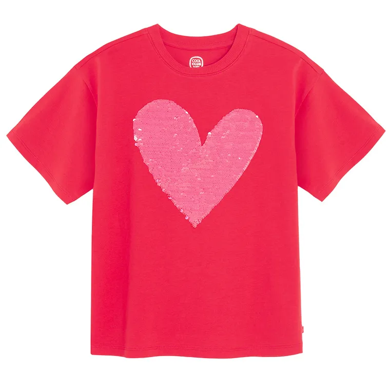 Cool Club, Luźny t-shirt dziewczęcy, czerwony