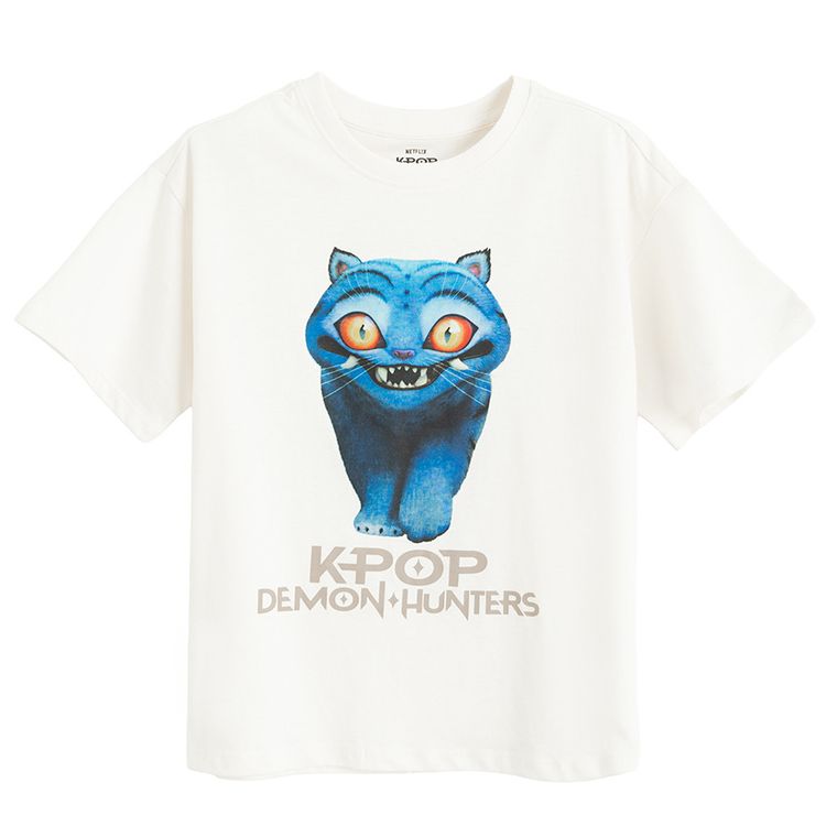 Cool Club, Luźny t-shirt dziewczęcy, ecru, K-Pop Demon Hunters