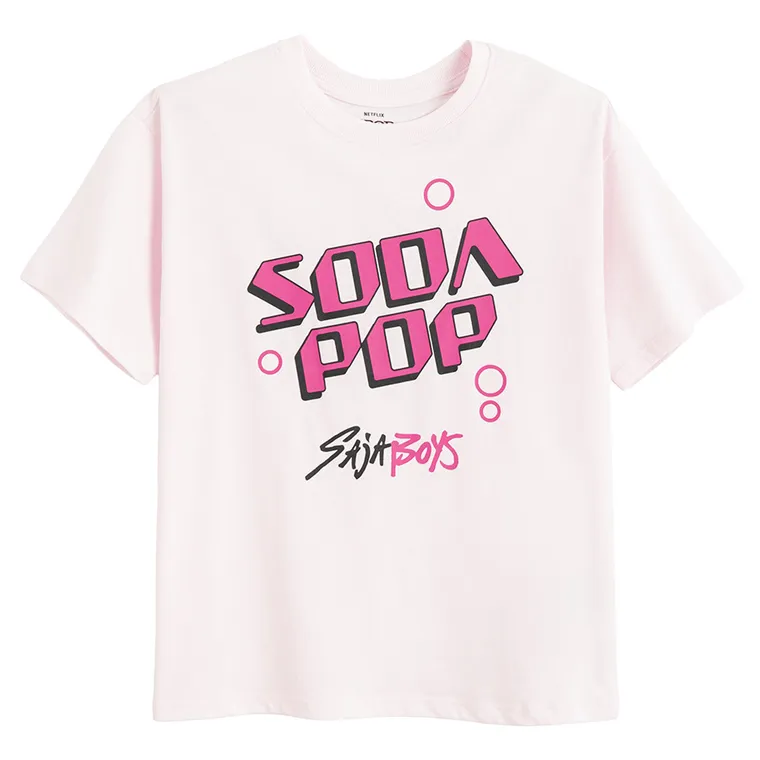 Cool Club, Luźny t-shirt dziewczęcy, różowy, K-Pop Demon Hunters