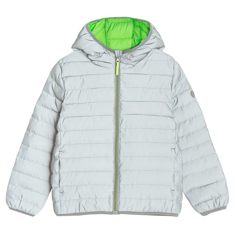 Cool Club, Odblaskowa kurtka chłopięca z kapturem, srebrna