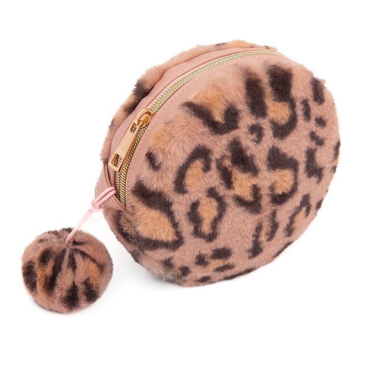 Cool Club, okrągła torebka pluszowa, panterka