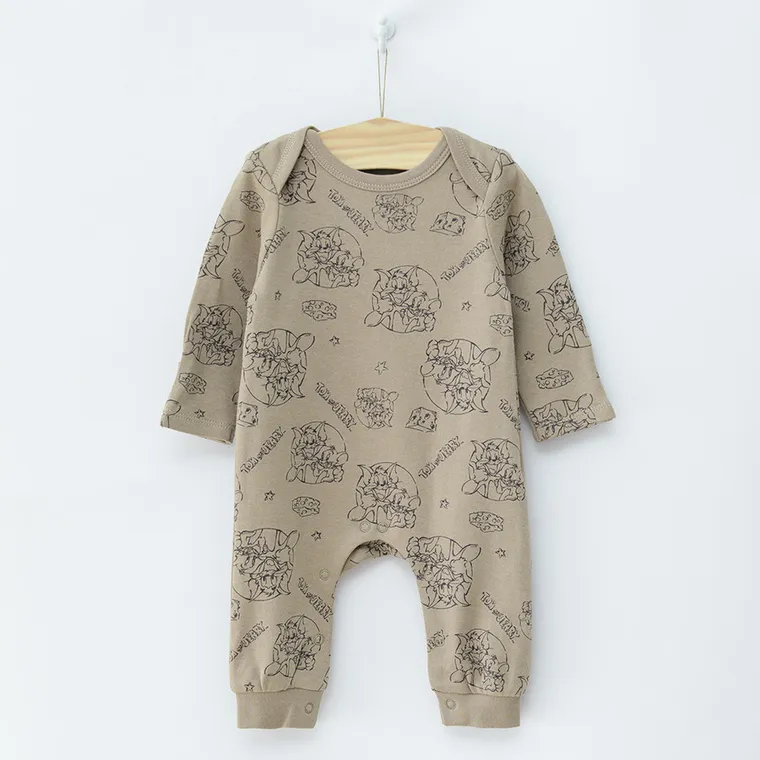 Cool Club, Pajac chłopięcy, brązowy, szary, Tom & Jerry, zestaw, 2 szt.