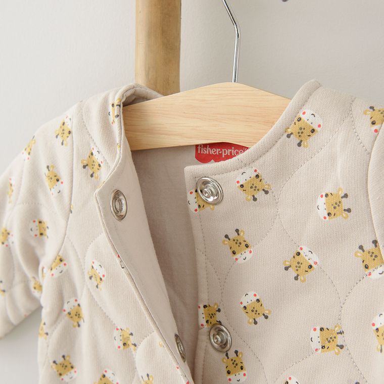 Cool Club, Pajac dziecięcy, bawełna organiczna, beżowy, Fisher-Price