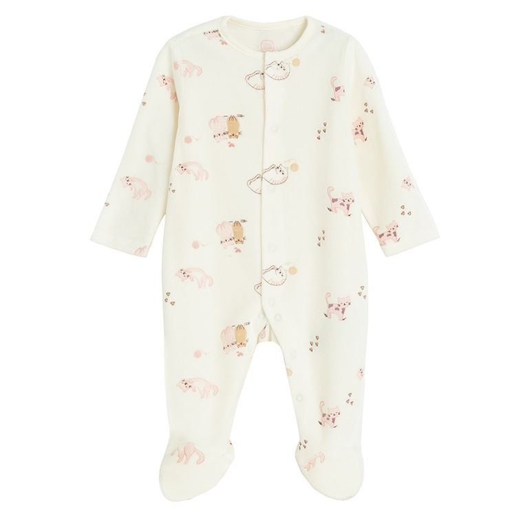 Cool Club, Pajac dziewczęcy, welurowy, biały