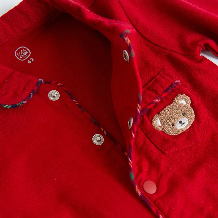 Cool Club, Pajac niemowlęcy, flanelowy, czerwony