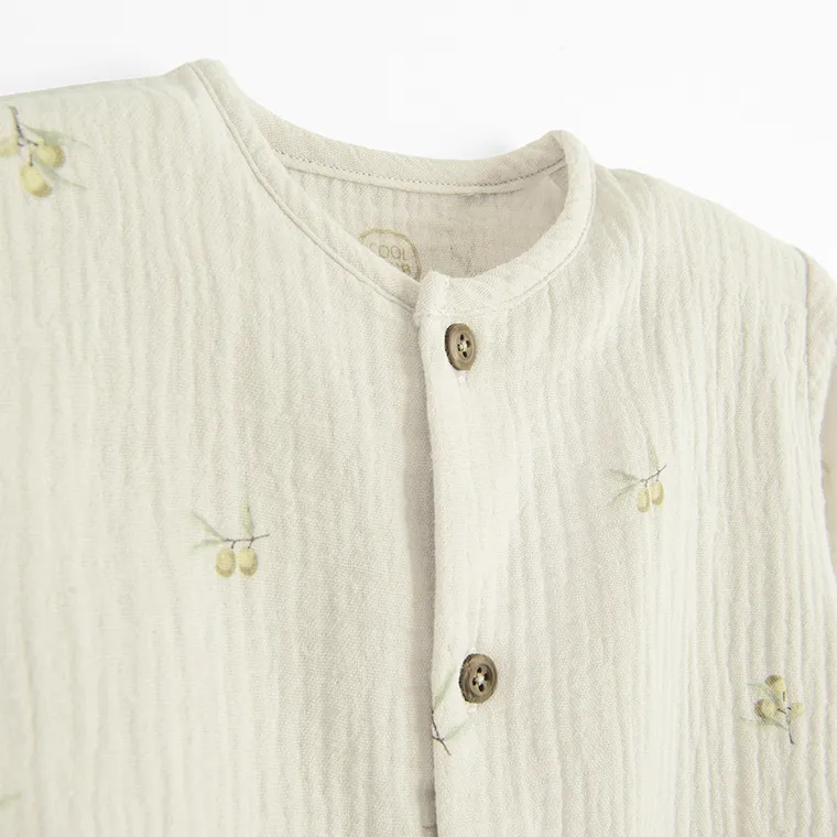 Cool Club, Pajac niemowlęcy, muślinowy, beżowy