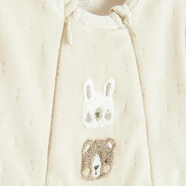 Cool Club, Pajac niemowlęcy, welurowy, beżowy