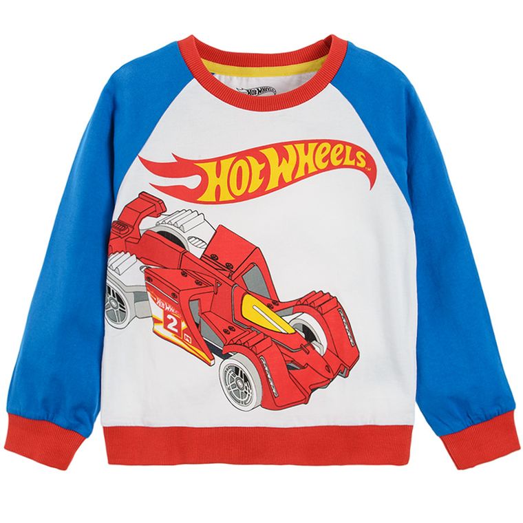 Cool Club, Piżama chłopięca, biało-niebieska, Hot Wheels