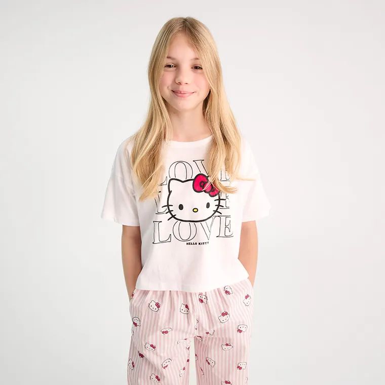 Cool Club, Piżama dziewczęca, biało-różowa, Hello Kitty