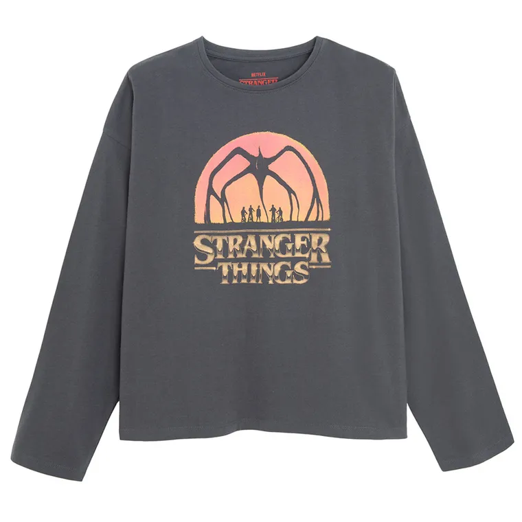 Cool Club, Piżama dziewczęca, grafitowa, Stranger Things