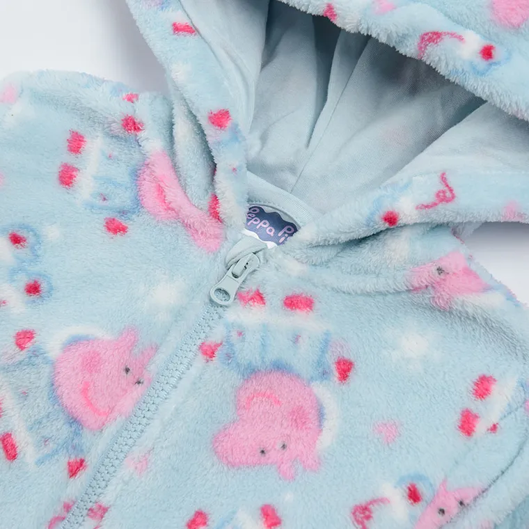 Cool Club, Piżama jednoczęściowa dziewczęca z kapturem, jasnoniebieska, Świnka Peppa