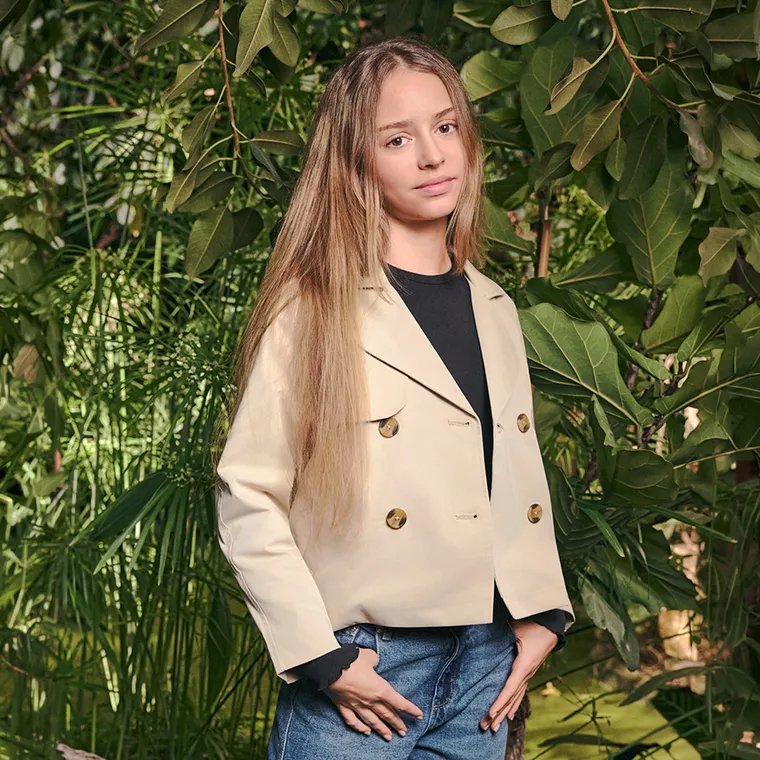 Cool Club, Płaszcz dziewczęcy, cropped, beżowy