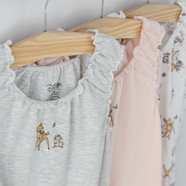 Cool Club, Podkoszulek dziewczęcy, różowy, ecru, szary, Bambi, zestaw, 3 szt.