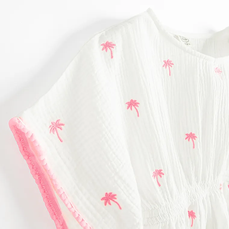 Cool Club, Poncho dziewczęce, muślinowe, białe