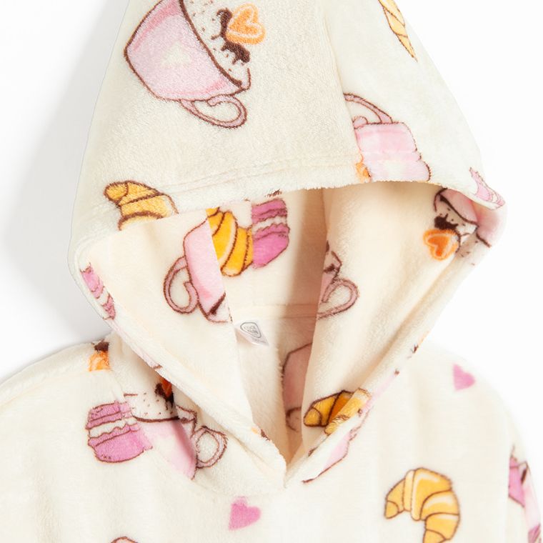 Cool Club, Poncho dziewczęce z kapturem, ecru