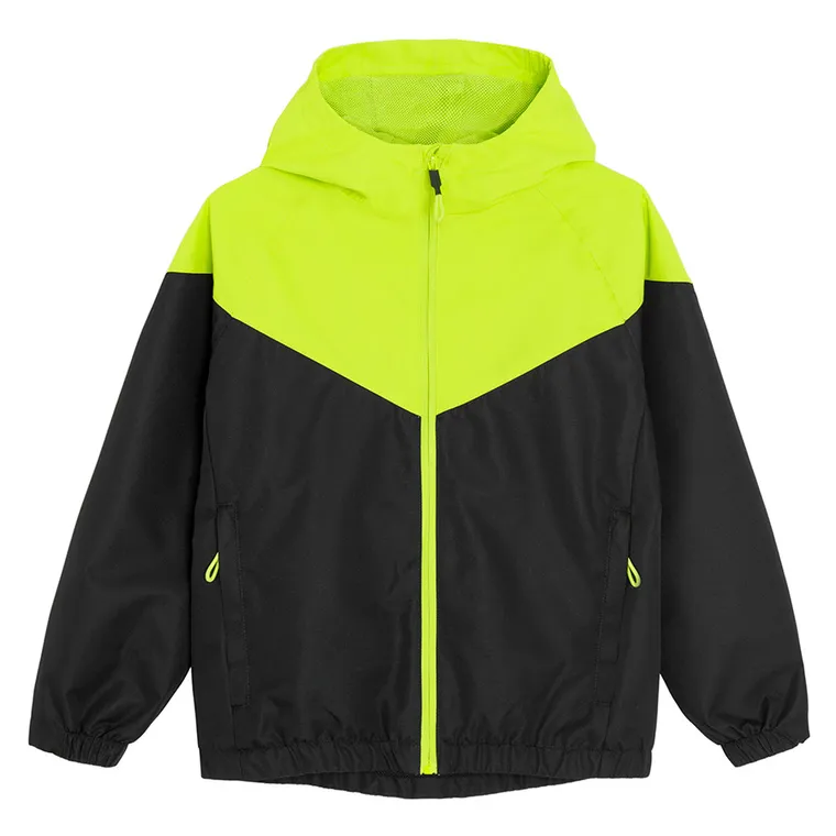 Cool Club, Przeciwdeszczowa kurtka chłopięca z kapturem, zielono-czarna