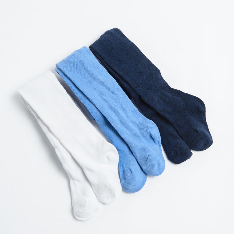 Cool Club, Rajstopy dziewczęce, granatowe, białe, niebieskie, zestaw, 3 szt.