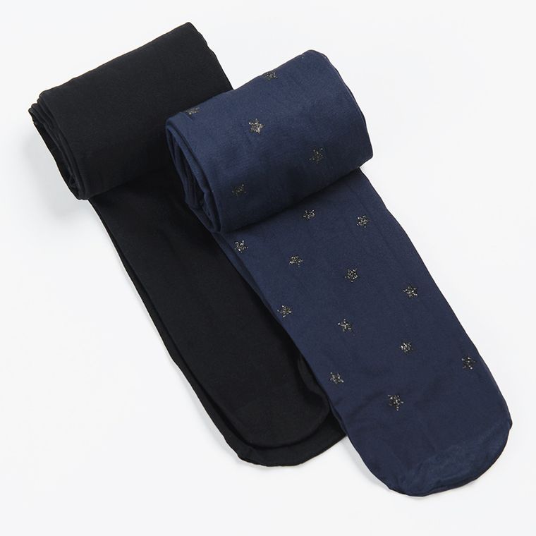 Cool Club, Rajstopy dziewczęce, granatowe, czarne, mikrofibra, 40 DEN, zestaw, 2 szt.