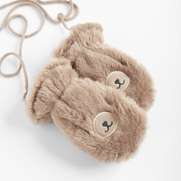 Cool Club, Rękawiczki chłopięce na sznurku, beżowe