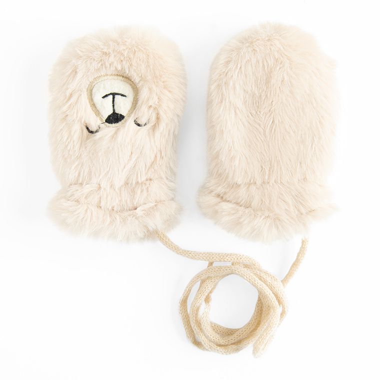 Cool Club, Rękawiczki dziecięce na sznurku, beżowe