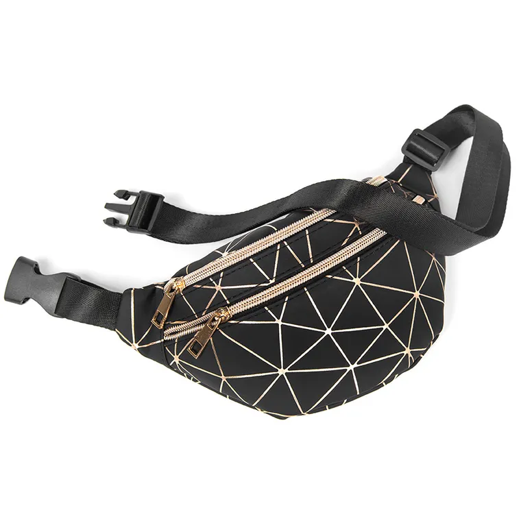 Cool Club, saszetka na biodra, czarna w złote paski