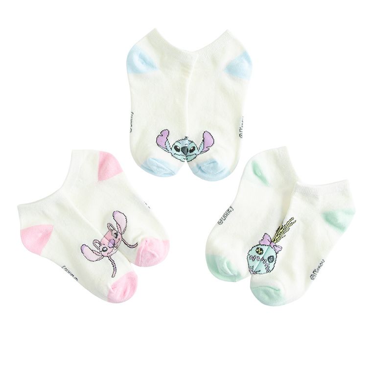 Cool Club, Skarpetki dziewczęce, białe, Lilo i Stitch, zestaw, 3 szt.