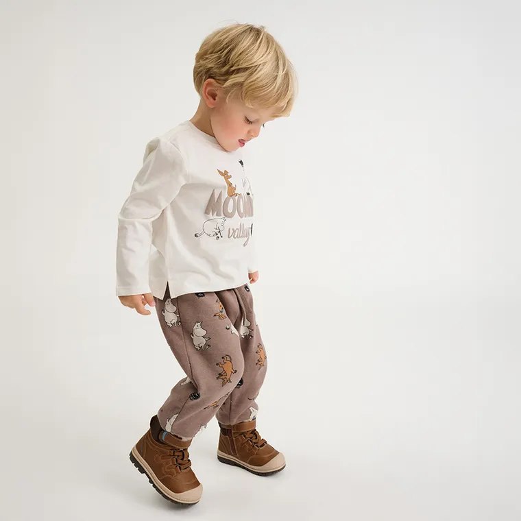 Cool Club, Spodnie dresowe chłopięce, brązowe, Muminki