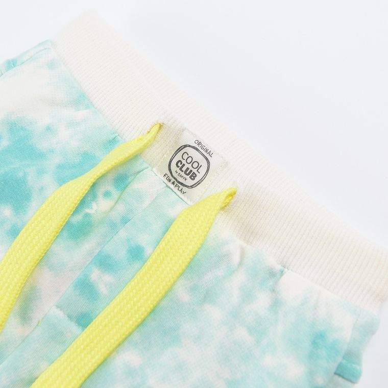 Cool Club, Spodnie dresowe chłopięce, ecru-turkusowe