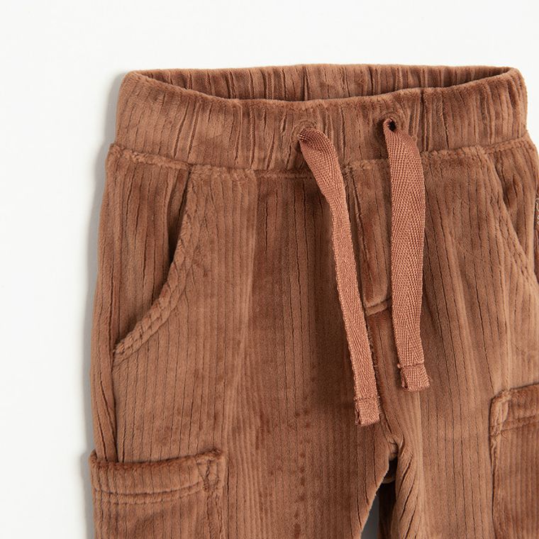 Cool Club, Spodnie dresowe chłopięce, welurowe, brązowe